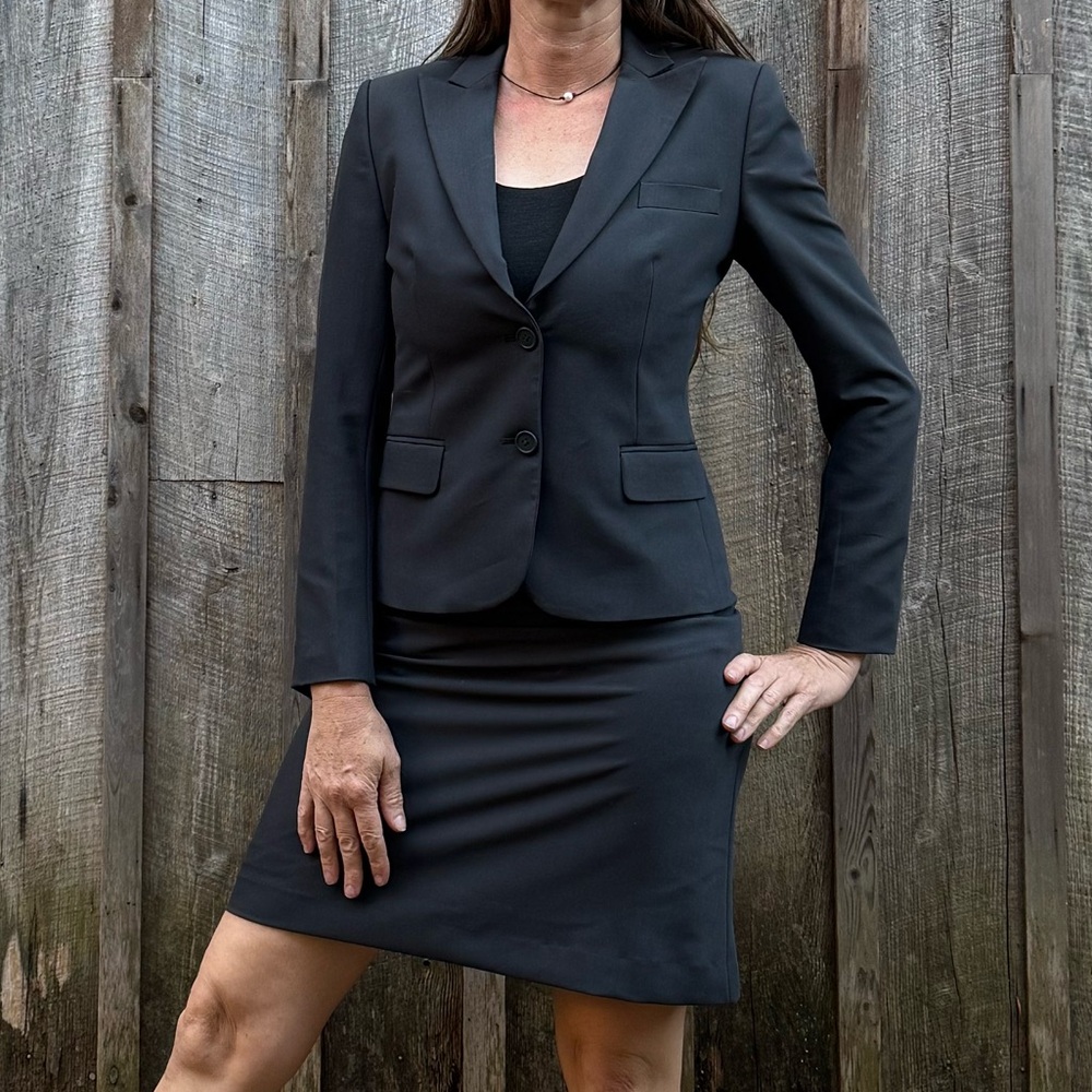 Silk Skirt Set with Blazer and A line Skirt in Gray Silk